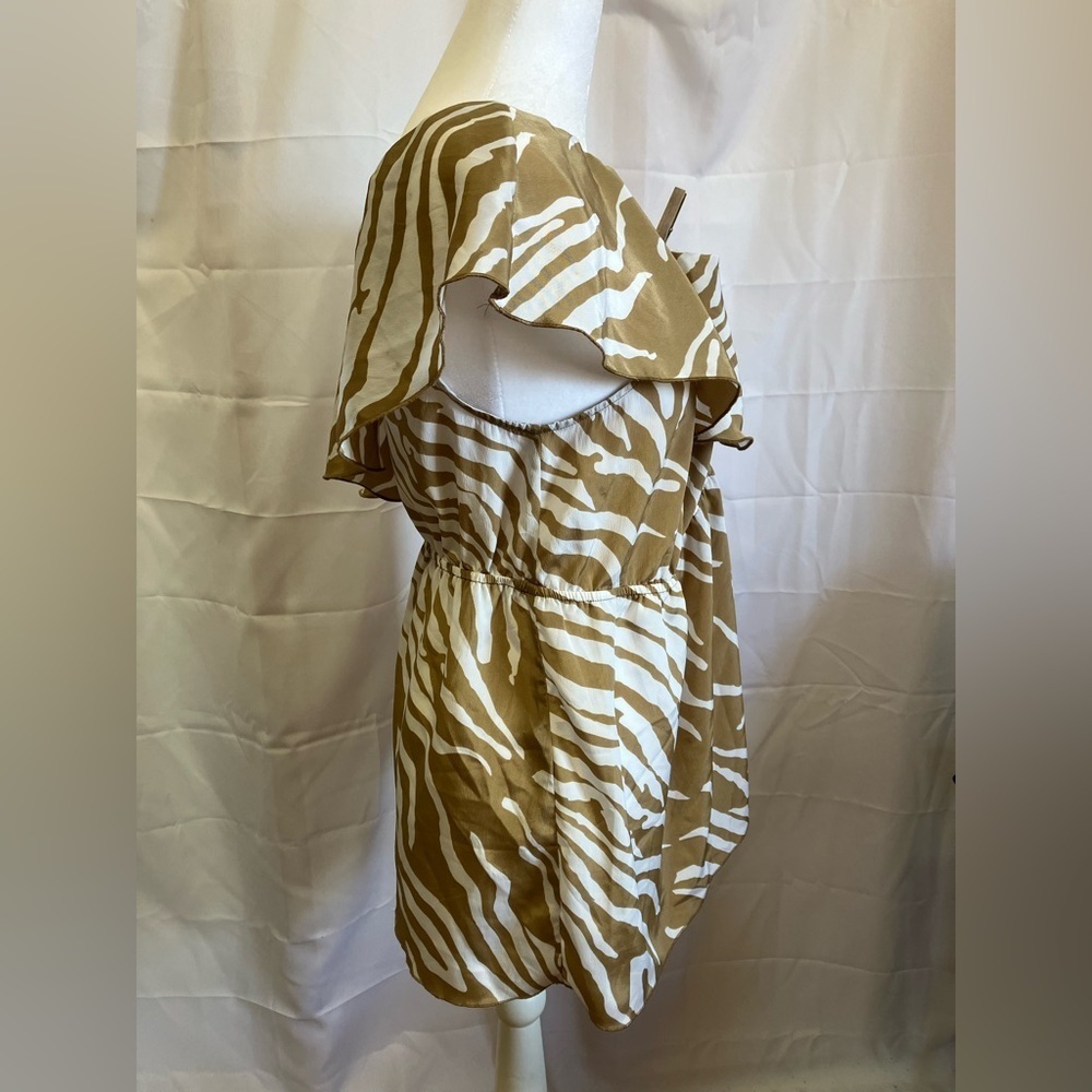 Madison Tan and White Zebra Print One Shoulder Top - Picture 10 of 10